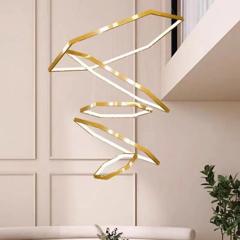 lustre hexagone led simple moderne luxe suspension - vue 3 sur 19