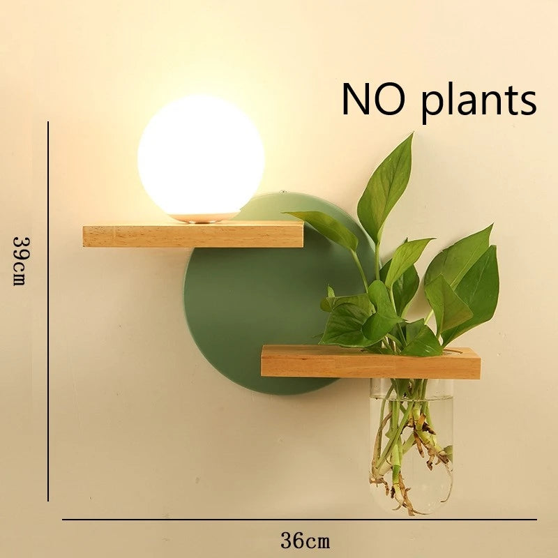 applique murale led en bois avec pot de plante nordique - vue 16 sur 23