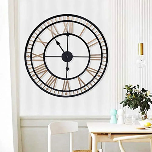 horloge murale vintage chiffres romains en métal design élégant et raffiné - vue 4 sur 6