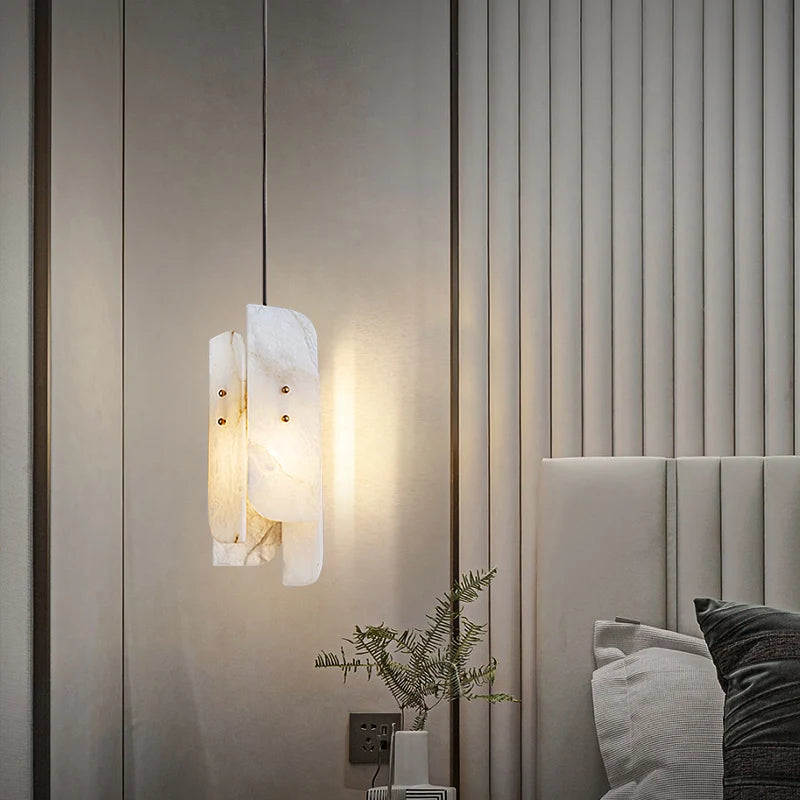 suspension en marbre véritable avec fil de cuivre réglable 	 style - vue 1 sur 7