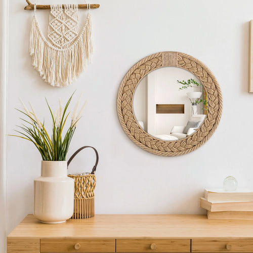 miroir décoratif nordique tissé à la main pour décoration créative - vue 2 sur 7