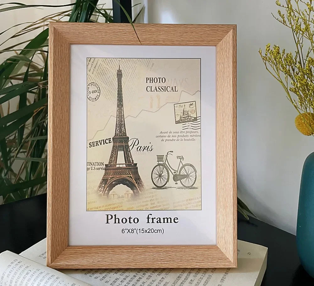 cadre photo en bois avec feuille décorative fait main - vue 6 sur 6
