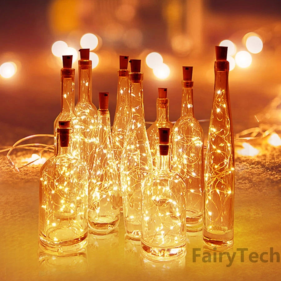 lot de 10 lampes à vin en liège à led pour fêtes d'anniversaire - vue 6 sur 9