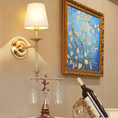 applique murale antique à LED avec abat-jour en tissu - vue 5 sur 10