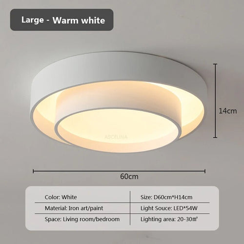 Plafonnier moderne led minimaliste blanc double rond - vue 13 sur 18