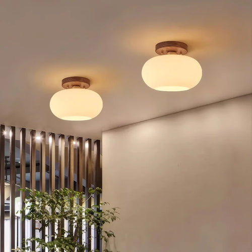 Walnut Wood ceiling light, Wabi-sabi Modern style, Aisle lighting for Bedroom, Living, Corridor, Aisle balcony, Entrance Hall - vue 4 sur 7
