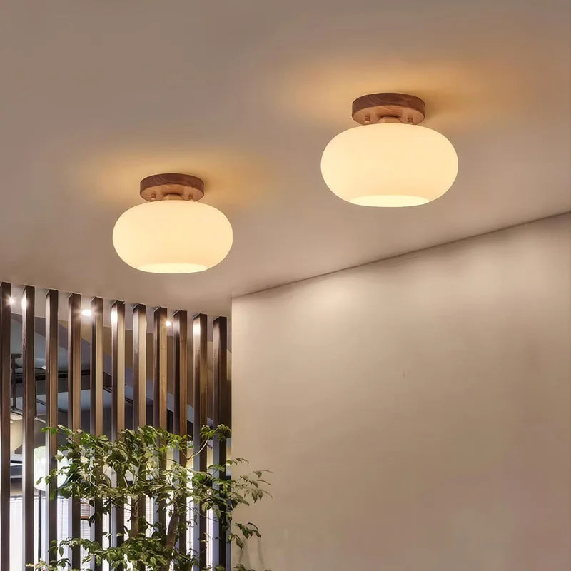 Walnut Wood ceiling light, Wabi-sabi Modern style, Aisle lighting for Bedroom, Living, Corridor, Aisle balcony, Entrance Hall - vue 3 sur 7
