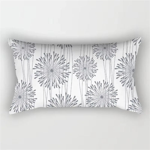 housse de coussin rectangulaire géométrique gris patchwork décoratif