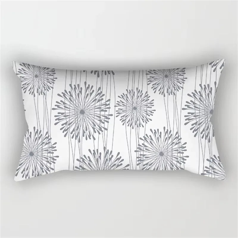 housse de coussin rectangulaire géométrique gris patchwork décoratif
