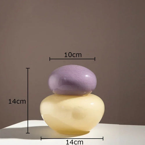 vase elliptique en verre avec couvercle pour fleurs décoratives - vue 10 sur 9