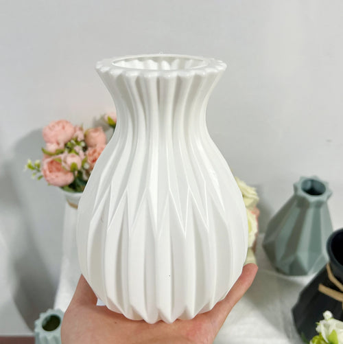 vase à fleurs en plastique style céramique décoration nordique pour maison - vue 2 sur 7