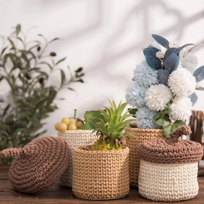 panier de rangement en corde de coton pour plantes et décorations - vue 3 sur 9