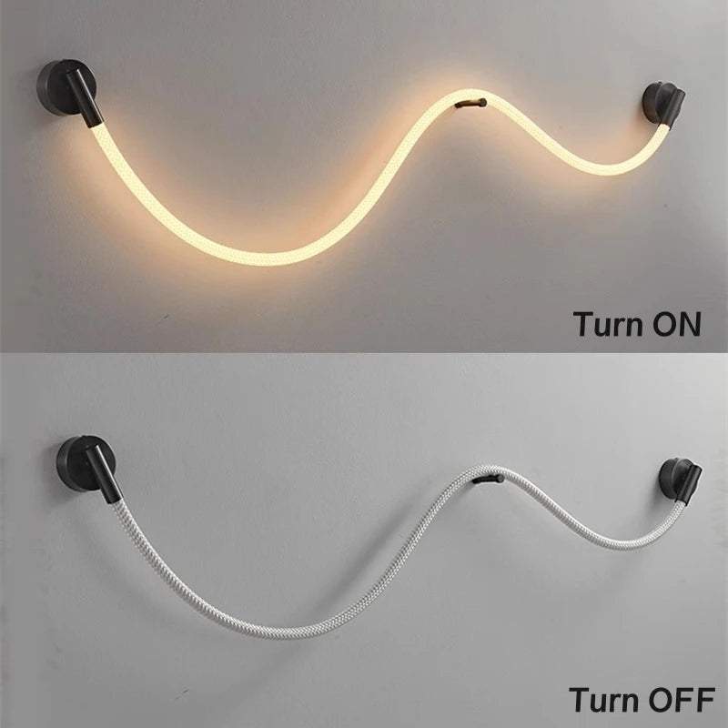 applique murale led minimaliste en silicone et fibre tissée - vue 5 sur 13