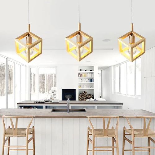 suspension moderne en bois massif pour éclairage intérieur - vue 4 sur 7