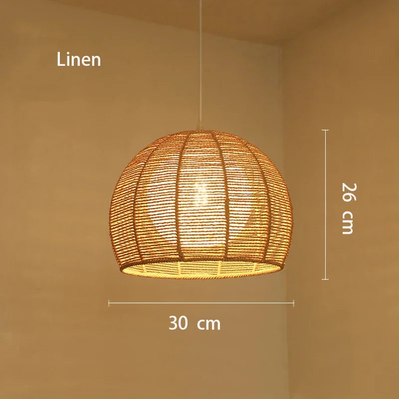 Hand-woven hemp rope chandelier stylish simple bedroom lamp balcony restaurant teahouse homestay decoration chandelier - vue 9 sur 11