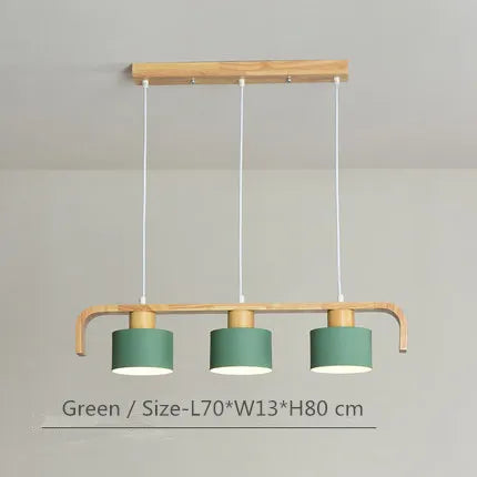 Suspension nordiques abat-jour en métal Led en bois décor à la maison lampe suspendue Restaurant café intérieur créativité lustres luminaires - vue 11 sur 16