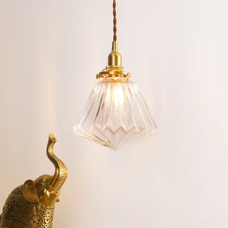 suspension en verre diamant led nordique moderne - vue 3 sur 30
