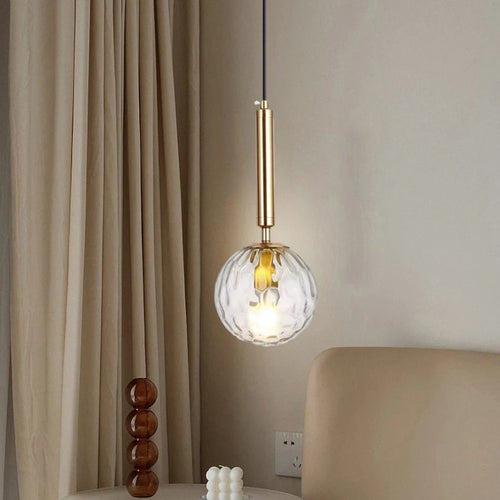 suspension moderne en verre avec ampoule en métal doré réglable - vue 2 sur 10