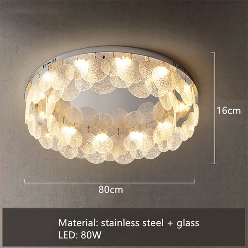 plafonnier led rond moderne en acier inoxydable et verre - vue 9 sur 10