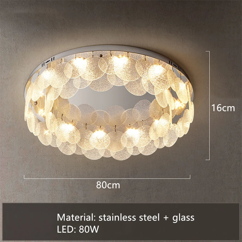 plafonnier led rond moderne en acier inoxydable et verre - vue 8 sur 10