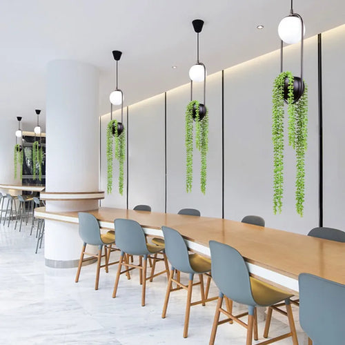 suspension moderne en forme de plante nordique en fer led - vue 2 sur 7