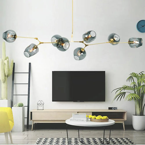 lustre à led moderne en verre à bulles design élégant pour intérieur - vue 2 sur 10