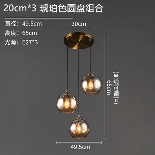lustre nordique en verre fumé suspension simple luxe - vue 18 sur 26