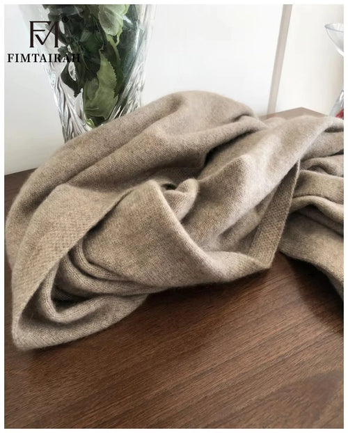 Echarpe cachemire pur maille elegante a franges hiver - vue 5 sur 7