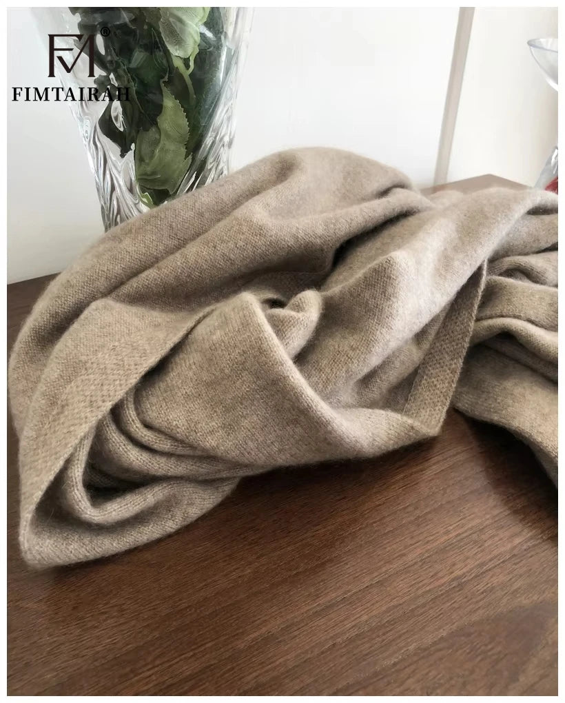 Echarpe cachemire pur maille elegante a franges hiver - vue 4 sur 7