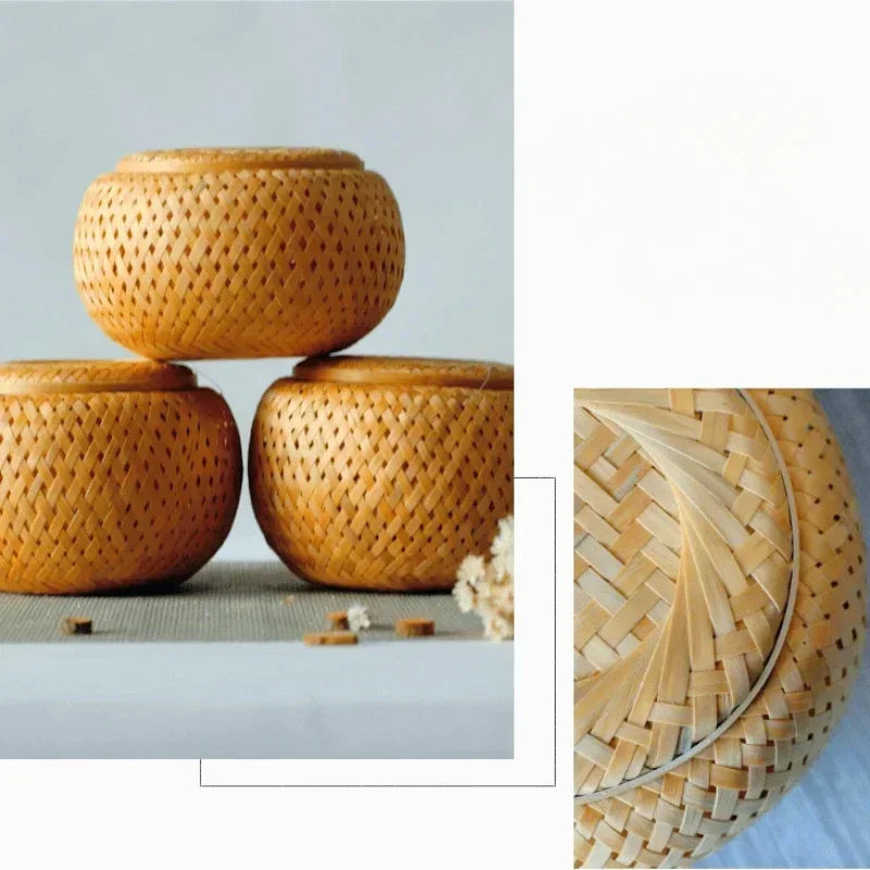 panier en rotin tissé à la main pour rangement et décoration - vue 6 sur 7