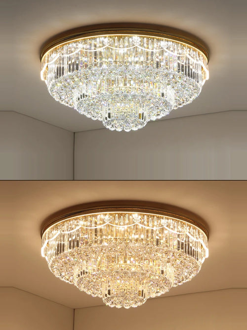 plafonnier led variable en cristal et acier inoxydable pour intérieur moderne - vue 3 sur 12