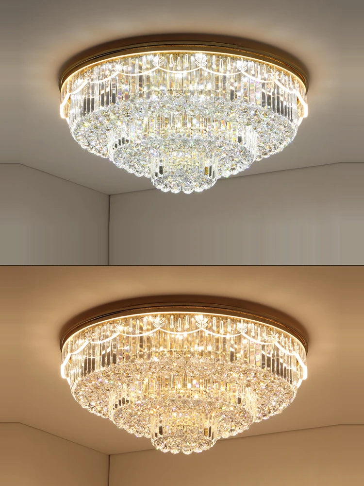 plafonnier led variable en cristal et acier inoxydable pour intérieur moderne - vue 2 sur 12
