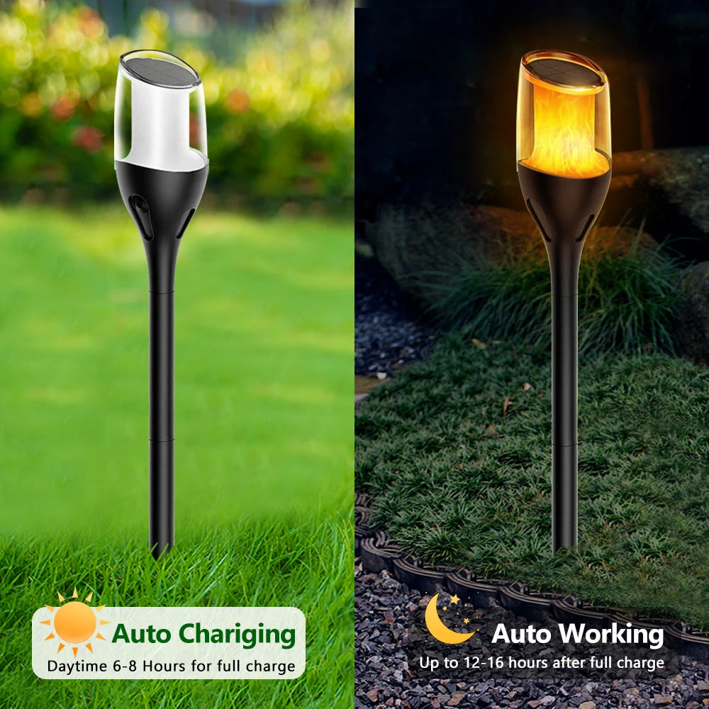 lampes solaires extérieures à flamme pour jardin et patio - vue 4 sur 9