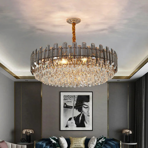 lustre led de luxe en cristal moderne 	 en stock - vue 4 sur 30