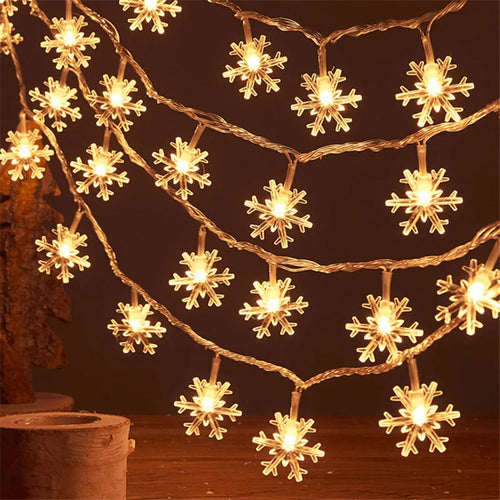 guirlande lumineuse flocon de neige pour décoration de noël - vue 2 sur 8