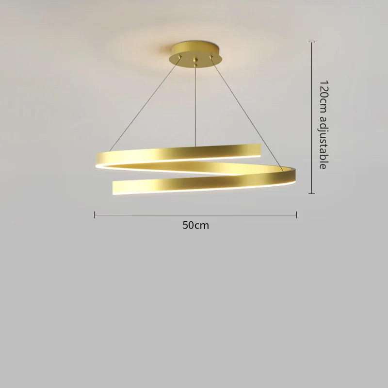 lustre à anneau simple moderne en fer doré avec éclairage LED intérieur - vue 9 sur 15