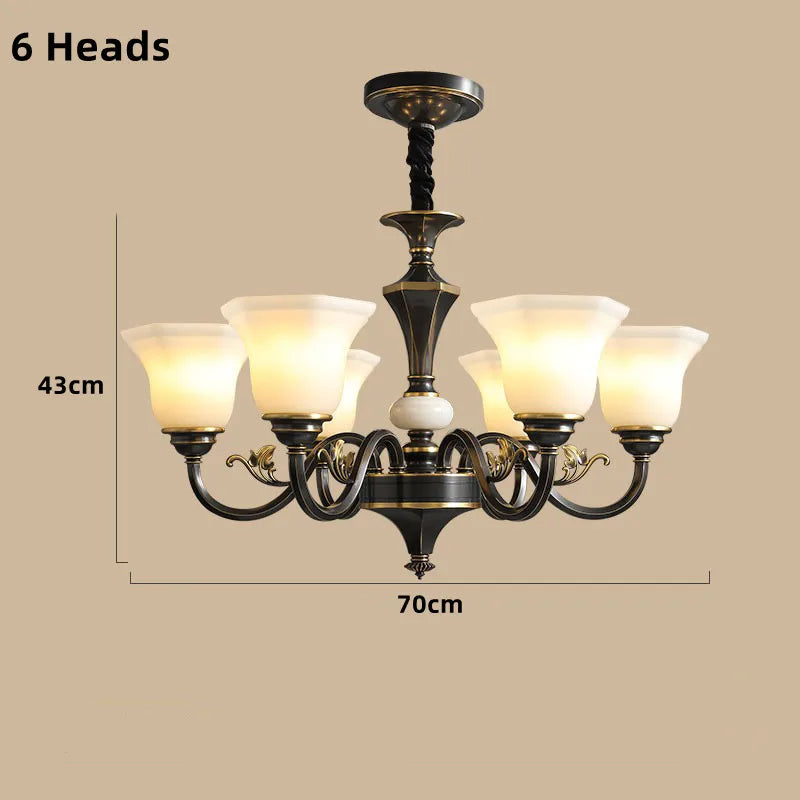 lustre vintage en cuivre avec abat-jour en verre dépoli - vue 8 sur 20