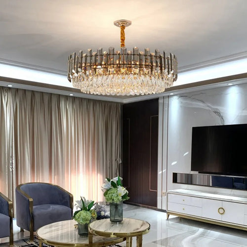 lustre de luxe moderne en cristal transparent pour décoration intérieure - vue 3 sur 18