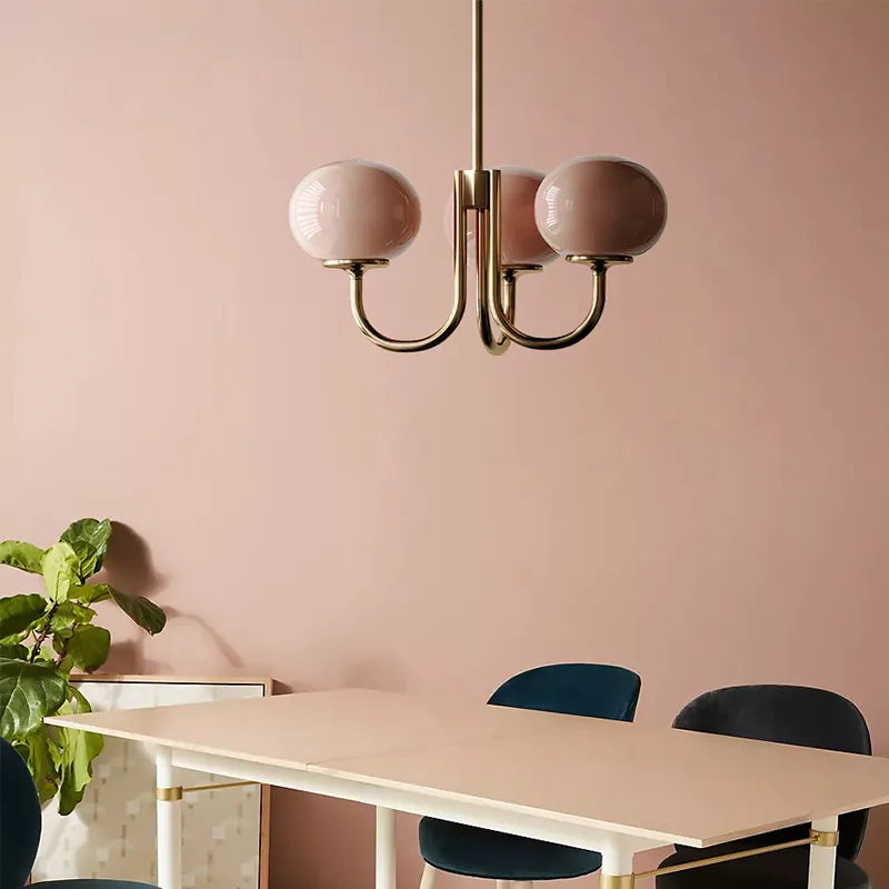 Lustre suspendu vintage en verre blanc - vue 4 sur 10
