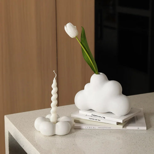 bougeoir en céramique chandelier en forme de fleur décoratif et pratique - vue 2 sur 10