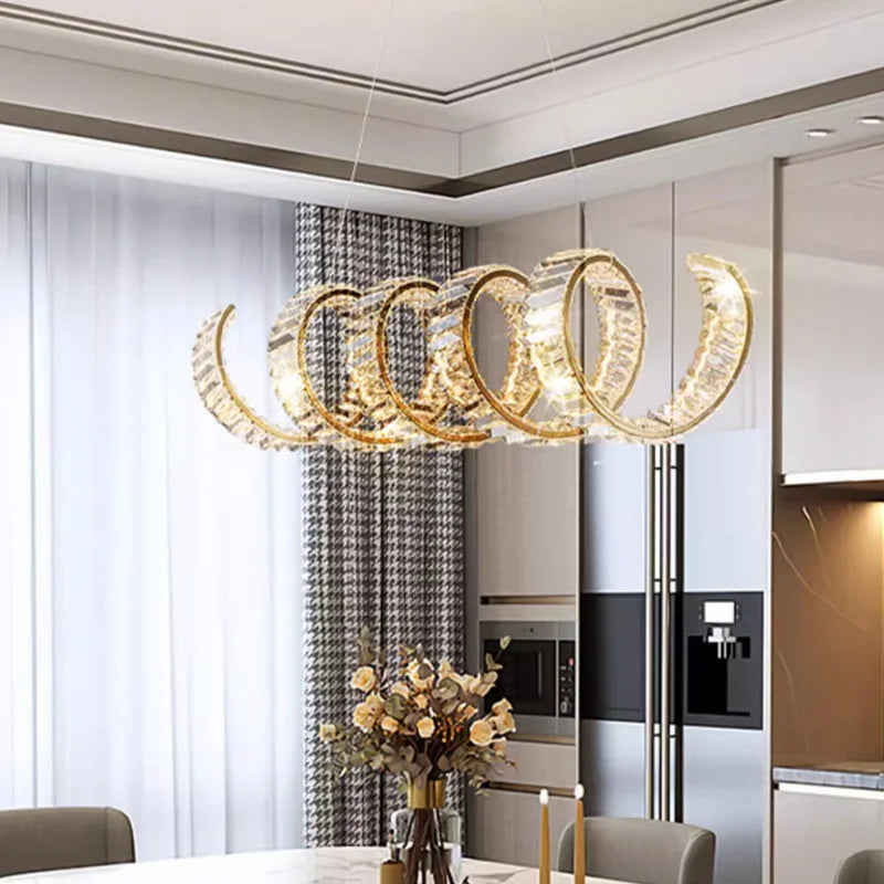 lustre suspendu design en spirale en cristal moderne - vue 3 sur 12