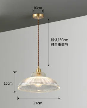 lustre rétro en cuivre avec verre pour décoration intérieure - vue 7 sur 9