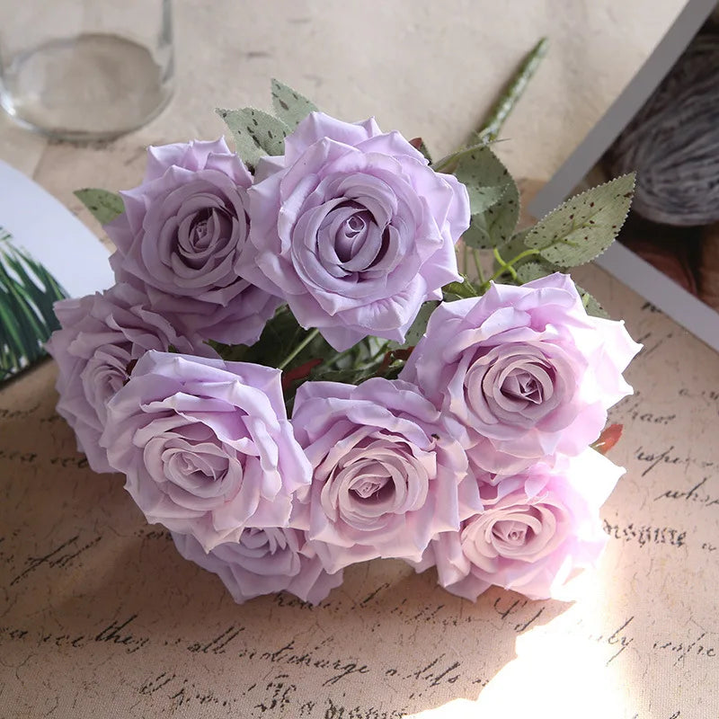 fleurs de roses artificielles bouquet décoration pour la maison et bureau - vue 9 sur 14