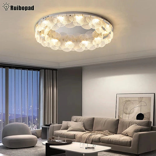 plafonnier led rond en verre pour décoration intérieure - vue 2 sur 11