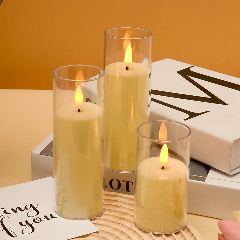 lot de 3 bougies led sans flamme pour mariage et décoration festive - vue 2 sur 9
