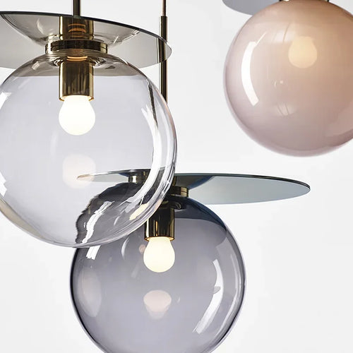 suspension moderne en verre teinté pour décoration intérieure - vue 3 sur 11