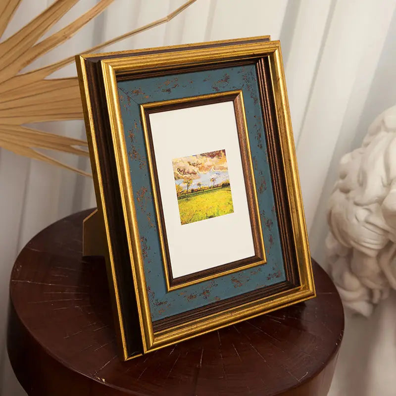 cadre photo rétro américain avec bordure dorée pour décoration intérieure - vue 5 sur 7