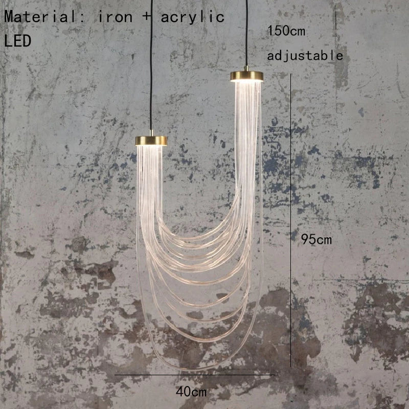 suspension led lumière transparente acrylique 	 fil réglable