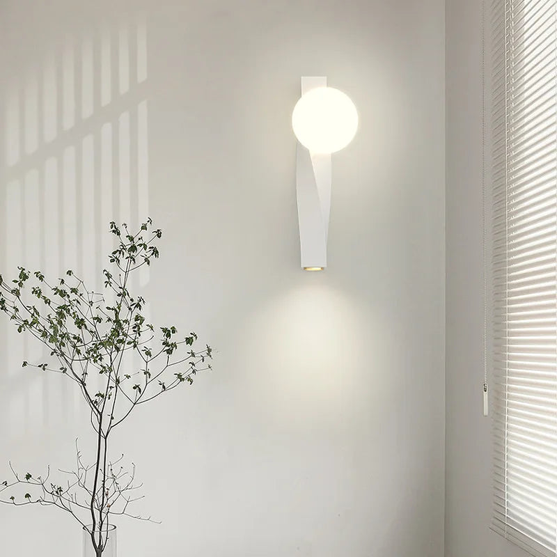 applique murale led en aluminium et verre rotatif - vue 3 sur 12