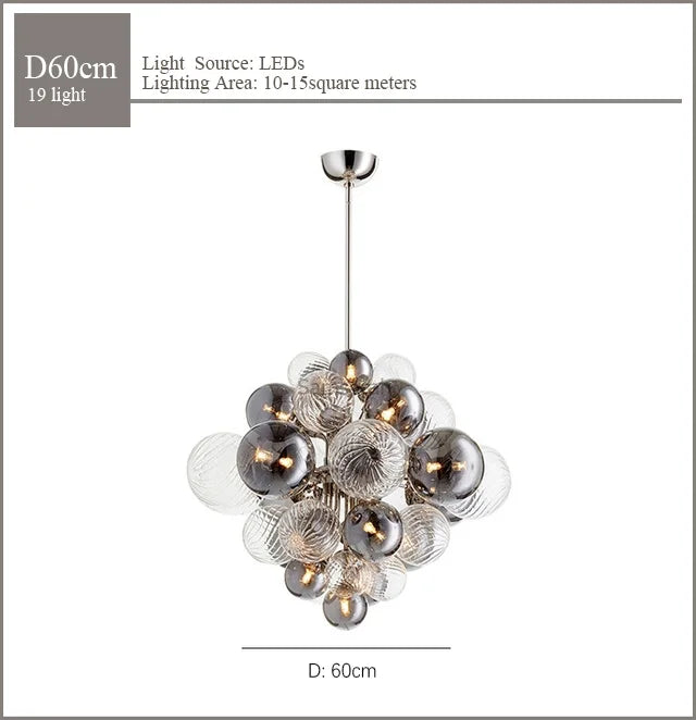 lustre nordique en verre globe avec éclairage led - vue 8 sur 10